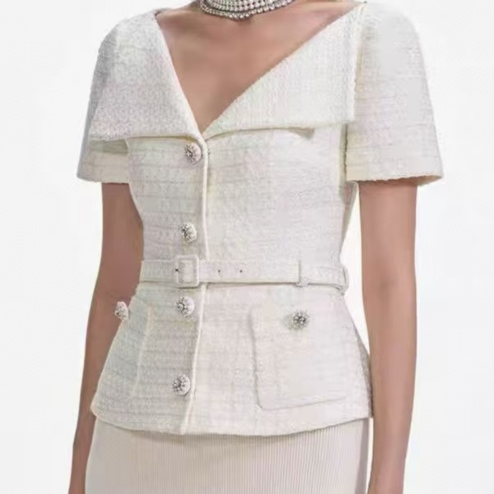 Self-Portrait Cream Boucle Top - Picture 2 of 10
